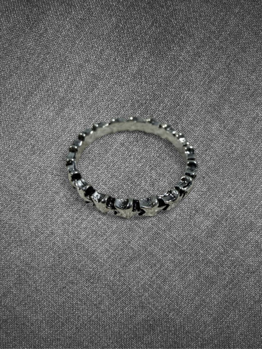 Silver Tone Celestial Star Band Ring - Size 7